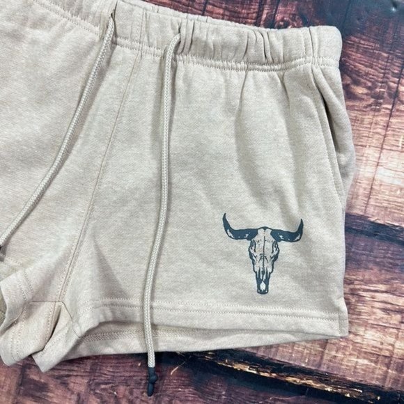 RELISTED  Cowgirl Comfy Steer Skull Sweat Shorts - Picture 3 of 4